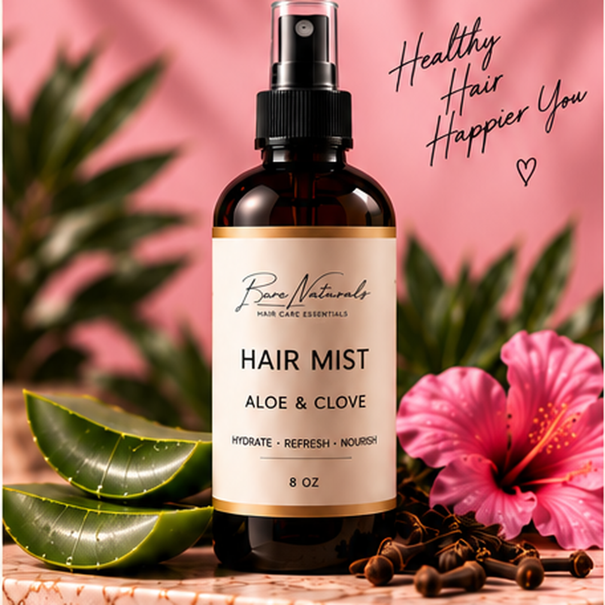 Bare Nutrients Aloe and Clove Hair Mist 8 oz